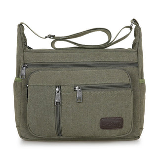 Men Canvas Shoulder Bag Multifunction Casual Travel Crossbody Bags Vintage Solid Zipper Men Messenger Top-handle Handbags ALODIA STORE