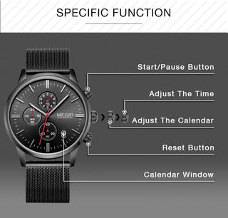 MEGIR Watch Men Stainless Steel Quartz Men Watches Chronograph Watch Clock Men Relogio Masculino for Male Students Relogios ALODIA STORE