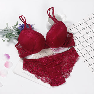 lingerie porno push up bra set intimates lace top and panties lace underwear set 3/4 cup underwear set women ALODIA STORE