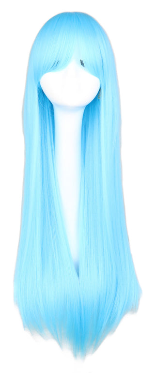 QQXCAIW Long Straight Cosplay Wig Black Purple Pink Blue Sliver Gray Blonde White Orange Brown Synthetic Hair Wigs ALODIA STORE