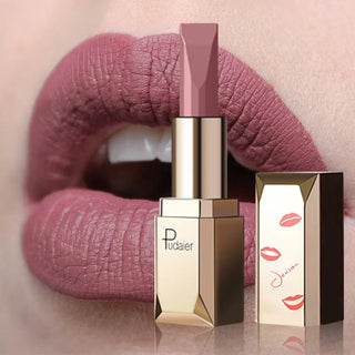 Pudaier Matte Lipstick Waterproof Lip Makeup 26 Colors Long Lasting Moisturizer Lip Tint Korean Black Velvet Nude Matte Lipstick - Alodia Store