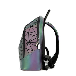 New Women Backpack Geometric Folding Bag Small Students School Bags For Teenage Girls Luminous Backpacks Hologram Daily Backpack ALODIA STORE