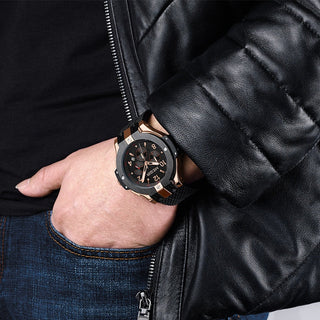 MEGIR Brand Men Watch Quartz Watch Gold Rubber Band 3ATM Water Resistant Chronograph Mens Quartz Wrist Watch ALODIA STORE
