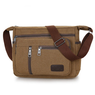 Men Canvas Shoulder Bag Multifunction Casual Travel Crossbody Bags Vintage Solid Zipper Men Messenger Top-handle Handbags ALODIA STORE