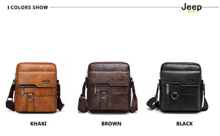 JEEP BULUO Man Leather Bag Shoulder Crossbody Bags For Men Cow Split Leather Male iPad Business Messenger Bag ALODIA STORE