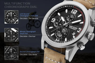 MEGIR Fashion Sport Watch Men Luxury Brand Men Quartz Watches Chronogragph Clock Leather Band Army Military Wrist Watch 2026 ALODIA STORE