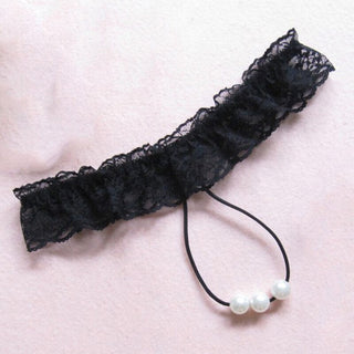 Sexy Women Pearl Panties Lace G String Temptation Underwear Ladies Tanga Hipster Thong Transparent Dessous Elastic Underpants ALODIA STORE