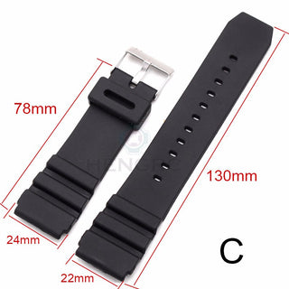 Silicone Watchbands 18 20 22mm Men Black Sports Diving Rubber Watch Strap Silver Stainless Steel Buckle ALODIA STORE