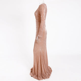 Enenthelabel O Neck Full Sleeved Maxi Dress Stretch Sequined Floor Length Evening Party Dress ALODIA STORE