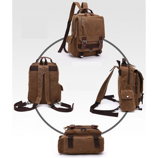 Scione Small Canvas Backpack Men Travel Back Pack Multifunctional Shoulder Bag Women Laptop Rucksack School Bags Female Daypack ALODIA STORE