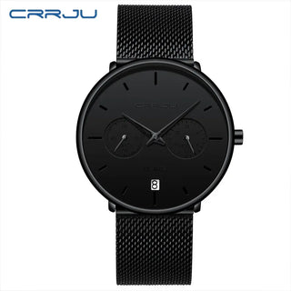 Mens Watches CRRJU Full Steel Casual Waterproof Watch for Man Sport Quartz Watch Men's Dress Calendar Watch Relogio Masculino ALODIA STORE
