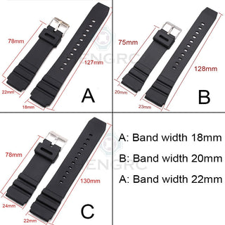 Silicone Watchbands 18 20 22mm Men Black Sports Diving Rubber Watch Strap Silver Stainless Steel Buckle ALODIA STORE