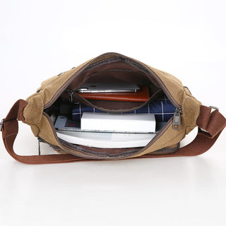 Men Canvas Shoulder Bag Multifunction Casual Travel Crossbody Bags Vintage Solid Zipper Men Messenger Top-handle Handbags ALODIA STORE