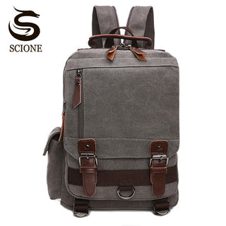 Scione Small Canvas Backpack Men Travel Back Pack Multifunctional Shoulder Bag Women Laptop Rucksack School Bags Female Daypack ALODIA STORE