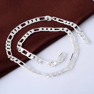 Men's 8MM 20'' 55cm Silver Colour Necklace Fashion  Silver Colour Jewelry Figaro Chain Necklace For Women Male AAA Quality ALODIA STORE