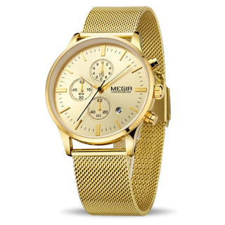 MEGIR Watch Men Stainless Steel Quartz Men Watches Chronograph Watch Clock Men Relogio Masculino for Male Students Relogios ALODIA STORE