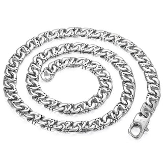Men's Necklace 316L Stainless Steel Chain 9.5mm Heavy Marina Biker Silver Color Fashion Jewelry Dropshipping 18-36inch HN01 ALODIA STORE