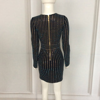 HAGEOFLY Women Bling Bling Long Sleeve Dress Black V-Neck Full Sleeve Women Casual Office Dress Party Dress Brazil Vestidos XXL ALODIA STORE