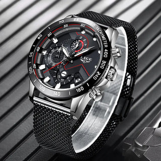 LIGE Men Watches Top Brand Luxury Stainless Steel Blue Waterproof Quartz Watch Men Fashion Chronograph Male Sport Military Watch ALODIA STORE