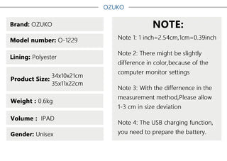 OZUKO Casual Men's Chest Pack Waterproof Crossbody Bags Male USB Charging Shoulder Bag Large Capacity Oxford Messenger Bag 2019 ALODIA STORE