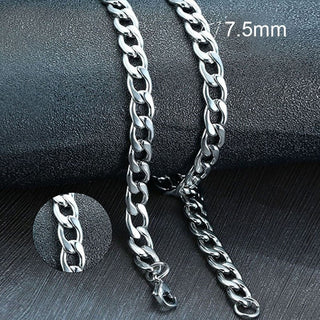 Vnox Men's Cuban Link Chain Necklace Stainless Steel Black Gold Color Male Choker colar Jewelry Gifts for Him ALODIA STORE