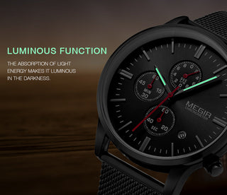 MEGIR Watch Men Stainless Steel Quartz Men Watches Chronograph Watch Clock Men Relogio Masculino for Male Students Relogios ALODIA STORE