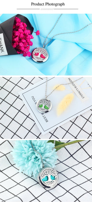 UBELIEVE 30MM Perfume Diffuser Necklace Pendant  Aromatherapy Locket Jewelry Essential Oil Locket Necklace For Women ALODIA STORE