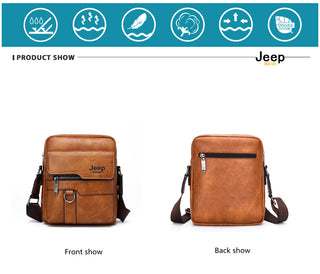 JEEP BULUO Man Leather Bag Shoulder Crossbody Bags For Men Cow Split Leather Male iPad Business Messenger Bag ALODIA STORE
