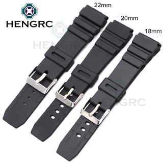 Silicone Watchbands 18 20 22mm Men Black Sports Diving Rubber Watch Strap Silver Stainless Steel Buckle ALODIA STORE