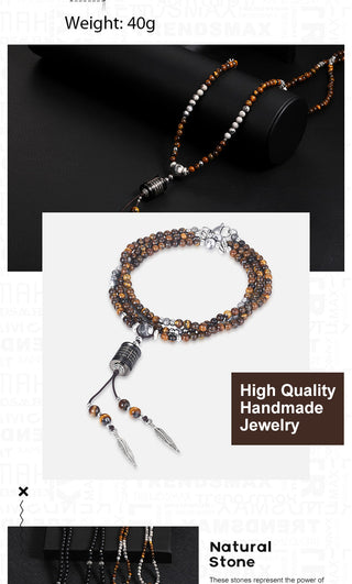 Unique Men's Necklace Stainless Steel Arrow Pendant Matte Black Glass Beaded Necklace Male Jewelry Dropshipping DNM07 ALODIA STORE