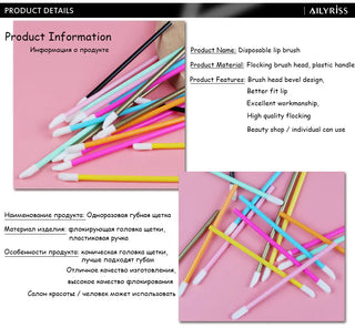 Disposable Lip Brushes 50pcs Eyelash Cleaning Makeup Removing Tools Lipstick Lip Gloss Mascara Wands Set Cosmetic Applicator ALODIA STORE