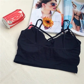 BIVIGAOS Summer New Modal Cotton Crossed Chest Top Crop Short Strappy Bra Cropped Feminino Sexy Crop Top Women Croptop Camisole ALODIA STORE