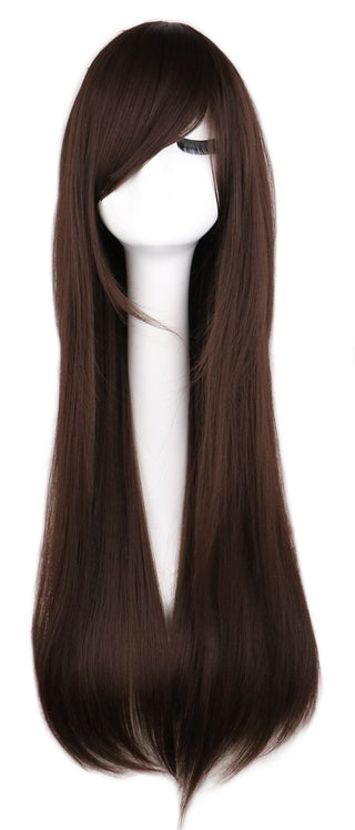 QQXCAIW Long Straight Cosplay Wig Black Purple Pink Blue Sliver Gray Blonde White Orange Brown Synthetic Hair Wigs ALODIA STORE