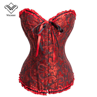 Gothic Corset Corselette Women's Corsets Steampunk Plus Size Overbust Corsage White Bodice Tops Sexy Lace Up Bustier S-6XL ALODIA STORE