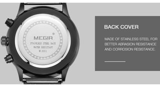 MEGIR Watch Men Stainless Steel Quartz Men Watches Chronograph Watch Clock Men Relogio Masculino for Male Students Relogios ALODIA STORE