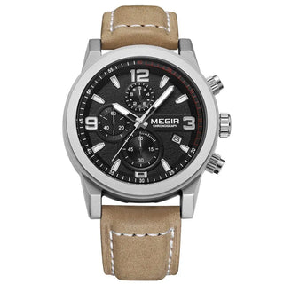 MEGIR Fashion Sport Watch Men Luxury Brand Men Quartz Watches Chronogragph Clock Leather Band Army Military Wrist Watch 2026 ALODIA STORE