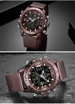 NAVIFORCE Men's Watches Top Brand Luxury Sports Watch For Men Quartz LED Digital Dual Clock Male Full Steel Military Wrist Watch ALODIA STORE