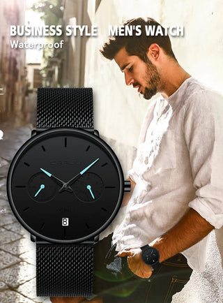 Mens Watches CRRJU Full Steel Casual Waterproof Watch for Man Sport Quartz Watch Men's Dress Calendar Watch Relogio Masculino ALODIA STORE
