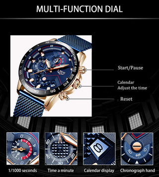 LIGE Men Watches Top Brand Luxury Stainless Steel Blue Waterproof Quartz Watch Men Fashion Chronograph Male Sport Military Watch ALODIA STORE