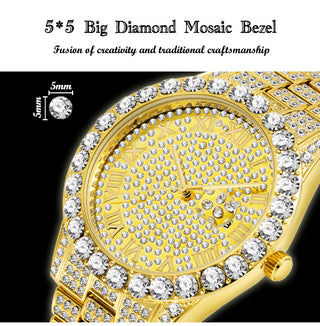 MISSFOX Men's Watch 2020 Top Selling Luxury Brand Gold Men Fashion Watches Men Big Diamond Bracelet Luxury Watch Men Gift Box ALODIA STORE
