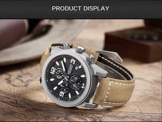 MEGIR Fashion Sport Watch Men Luxury Brand Men Quartz Watches Chronogragph Clock Leather Band Army Military Wrist Watch 2026 ALODIA STORE