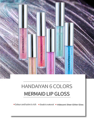 Plump Lip Gloss Lips Makeup Waterproof Long Lasting Holographic Mermaid Lip Tint Nude Moisturizer Glossy Glitter Liquid Lipstick ALODIA STORE