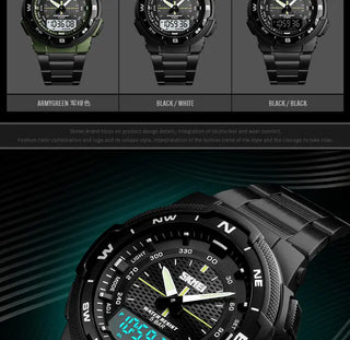 SKMEI Watch Men's Watch Fashion Sport Watches Stainless Steel Strap Mens Watches Stopwatch Chronograph Waterproof Wristwatch Men ALODIA STORE
