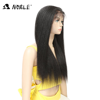 Noble Synthetic Lace Front Wig Long Kinky Straight Baby Hair 26 Inch Wigs For Black Women 0mbre wig Lace Front Synthetic Wigs ALODIA STORE