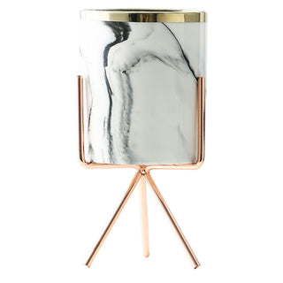 Nordic Ceramic Iron Art Vase Marble Pattern Rose Gold Silver Tabletop Green Plant Pot Home Office Vases Decorative ALODIA STORE