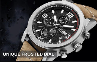 MEGIR Fashion Sport Watch Men Luxury Brand Men Quartz Watches Chronogragph Clock Leather Band Army Military Wrist Watch 2026 ALODIA STORE