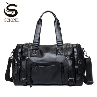 Luxury Style Mens Leather Travel Bag PU Handbags Male Travel Duffel Bags Tote High Quality Men Business Messenger Shoulder Bag ALODIA STORE