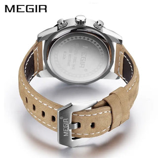 MEGIR Fashion Sport Watch Men Luxury Brand Men Quartz Watches Chronogragph Clock Leather Band Army Military Wrist Watch 2026 ALODIA STORE