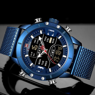 NAVIFORCE Men's Watches Top Brand Luxury Sports Watch For Men Quartz LED Digital Dual Clock Male Full Steel Military Wrist Watch ALODIA STORE
