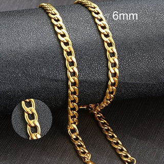 Vnox Men's Cuban Link Chain Necklace Stainless Steel Black Gold Color Male Choker colar Jewelry Gifts for Him ALODIA STORE